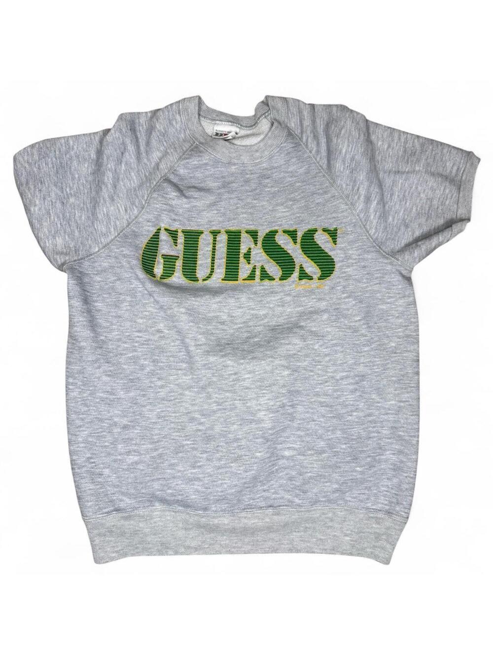 80s Vintage Guess Grey & Green Short Sleeve Crewneck Sweatshirt